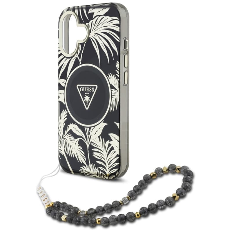 Guess Palm Trees Triangle Pearl Strap MagSafe - Case for iPhone 16 (black) 5