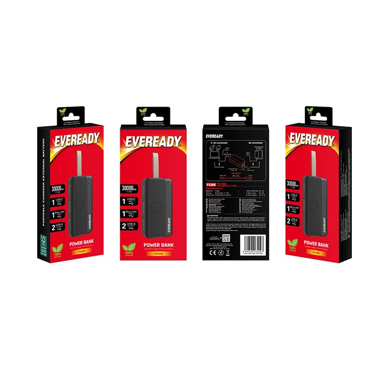 Eveready PX30B - Powerbank 30000 mAh 2x USB-A (Black) 5