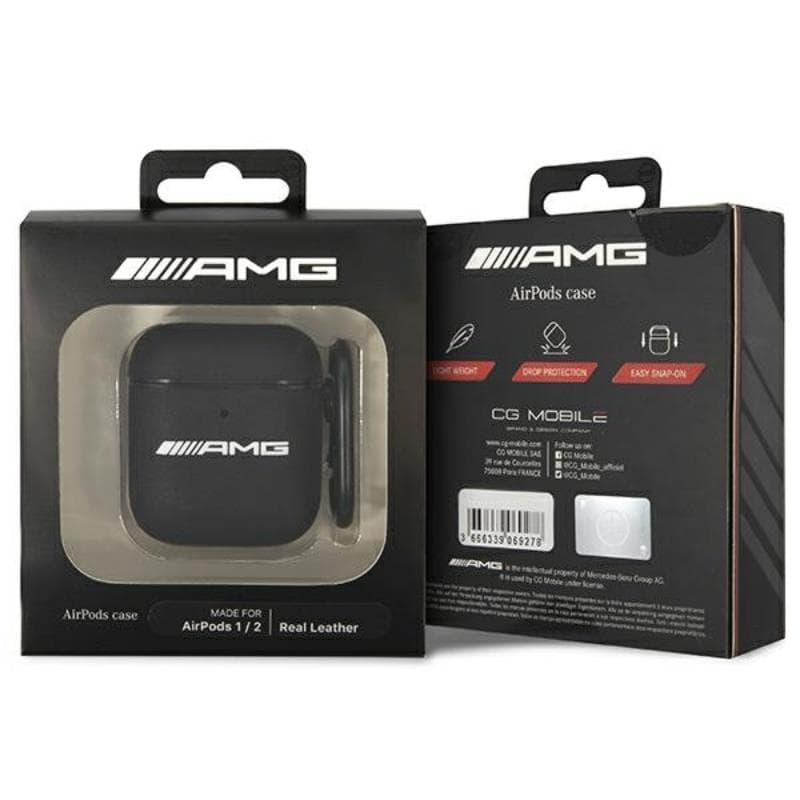 AMG Leather Big Logo - Case for Apple AirPods (Black) 3