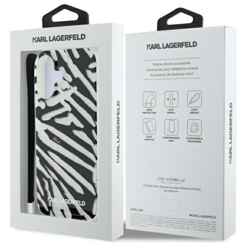 Karl Lagerfeld IML Zebra Pattern & Cord - Case for iPhone 16 (black) 7