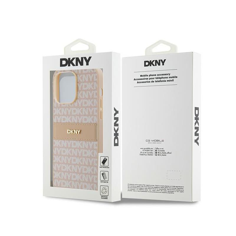 DKNY Leather Mono Stripe & Metal Logo - iPhone 14 Pro Case (pink) 8
