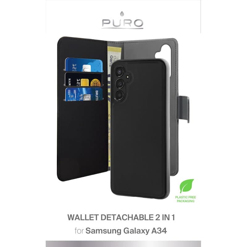 PURO Wallet Detachable - Case 2in1 for Samsung Galaxy A34 5G (Black) 3