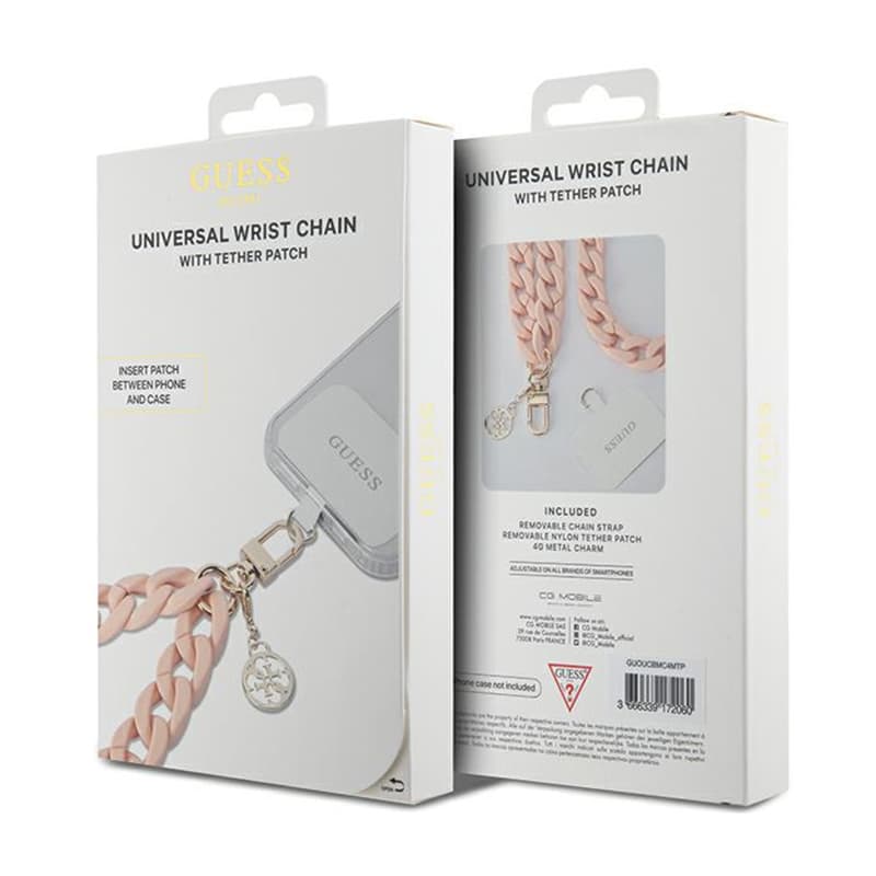 Guess Universal Big Hand Strap Acrylic 4G Charm - Universal phone strap (Pink) 2