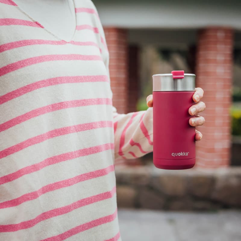 Quokka Boost Coffee Tumbler - Stainless Steel Thermal Mug with Infuser 400ml (Maroon) 2