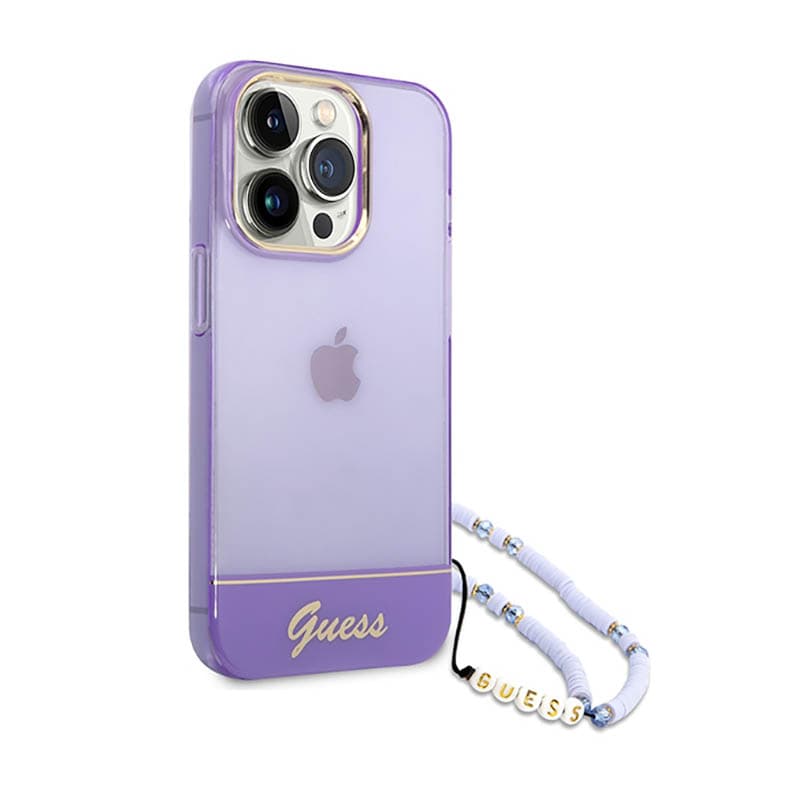 Guess Translucent Pearl Strap - Case for iPhone 14 Pro (Purple) 3