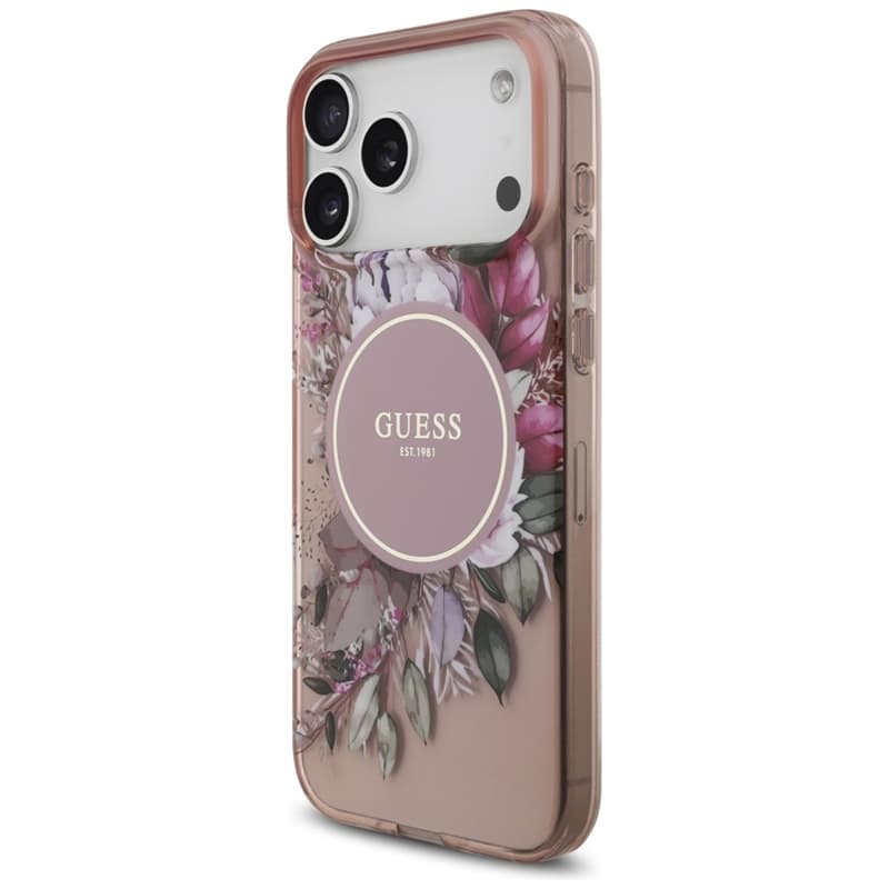 Guess IML Flowers Electro Pearl Strap MagSafe - Case iPhone 17 Pro Max (pink) 3