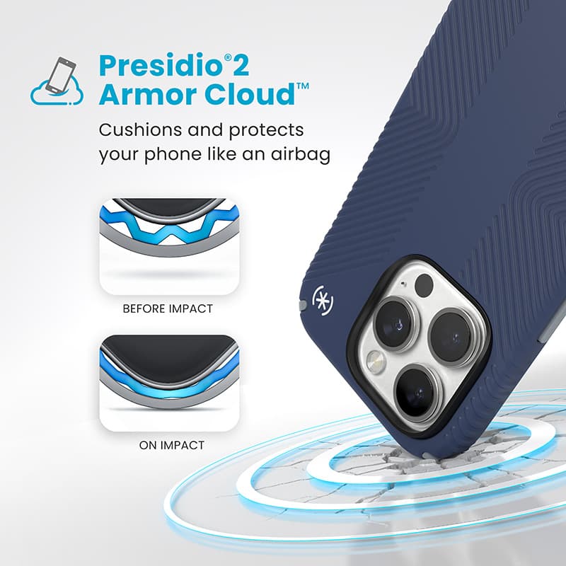 Speck Presidio2 Grip - iPhone 16 Pro Case (Coastal Blue / Dust Gray / White) 2