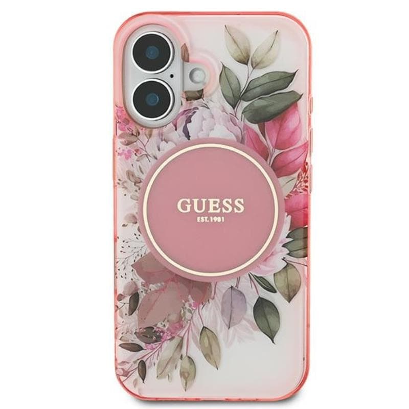 Guess IML Flower & Tonal Circle MagSafe - Case for iPhone 16 Plus (Pink) 3