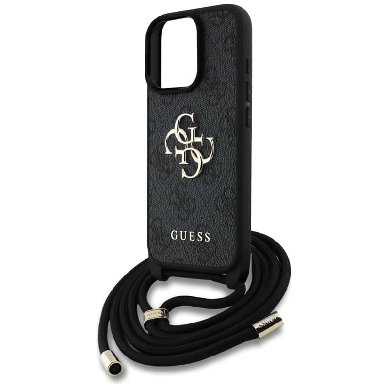 Guess 4G Big Logo Cord Strap Crossbody - Case for iPhone 16 Pro Max (black) 5