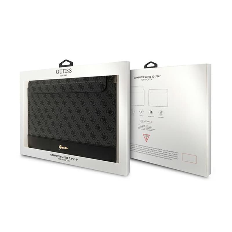 Guess 4G Stripe Metal Logo Computer Sleeve - 14" Notebook Case (Black) 4