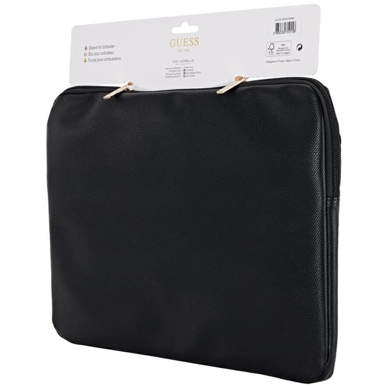 Guess Grained Zipper Pocket Triangle Logo Sleeve - Laptop Sleeve 14" (black) 5