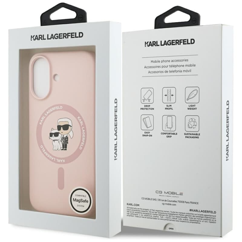 Karl Lagerfeld Silicone Karl & Choupette Ring MagSafe - Case iPhone 17 (pink) 8