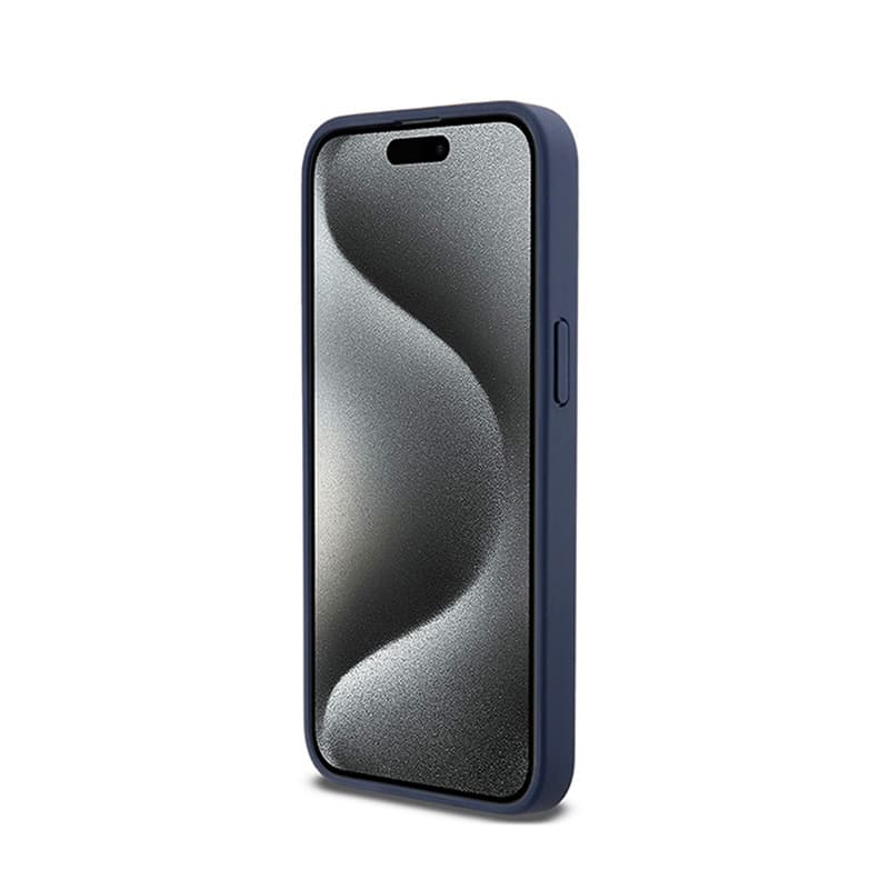 DKNY Leather Mono Stripe & Metal Logo - Case for iPhone 15 Pro Max (blue) 5