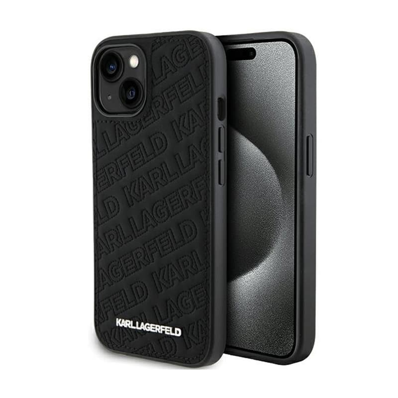 Karl Lagerfeld Quilted K Pattern - iPhone 15 Plus Case (Black) 1