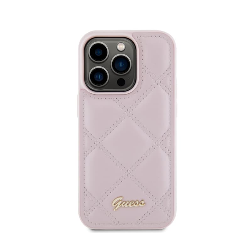 Guess Quilted Metal Logo - Case for iPhone 15 Pro Max (pink) 3