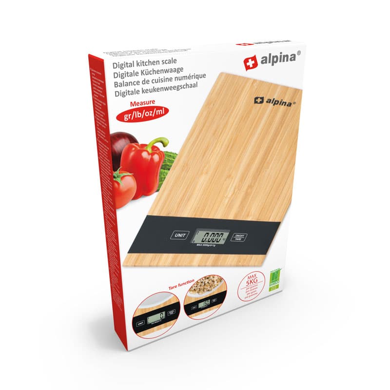 Alpina - Digital bamboo kitchen scale 5 kg 5