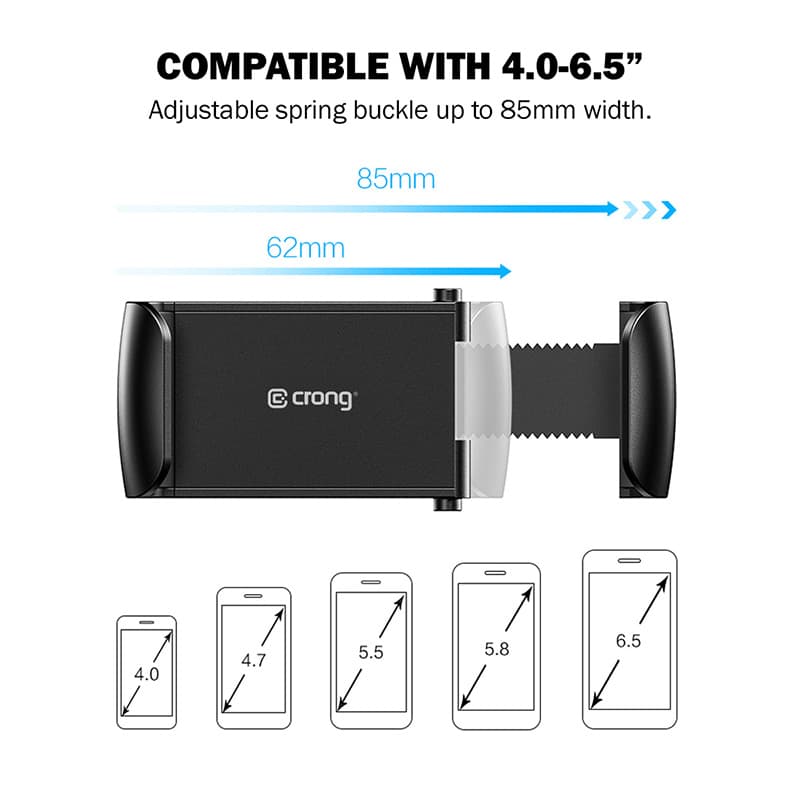 Crong Universal Smart Car Holder – Universal car phone holder for 4"-6.5" phones (black) 4