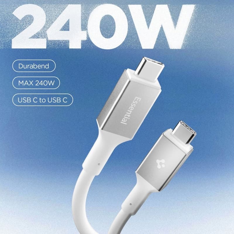 Spigen EB24012CC Essential - USB-C to USB-C PD Cable 240W 1.2m (White) 2