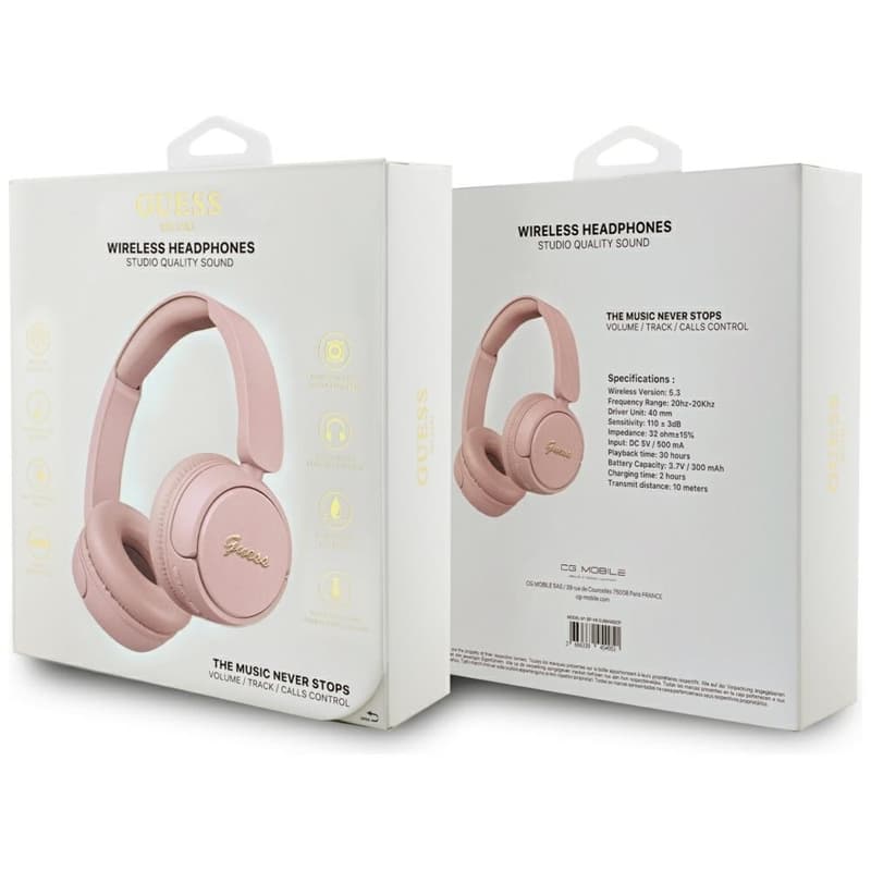 Guess Metal Logo Script - Wireless Over-Ear Headphones Bluetooth V5.3 (pink) 4