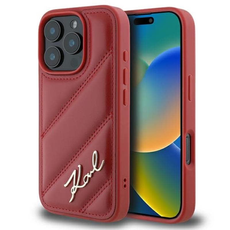 Karl Lagerfeld Quilted Signature - Case for iPhone 16 Pro (red) 1