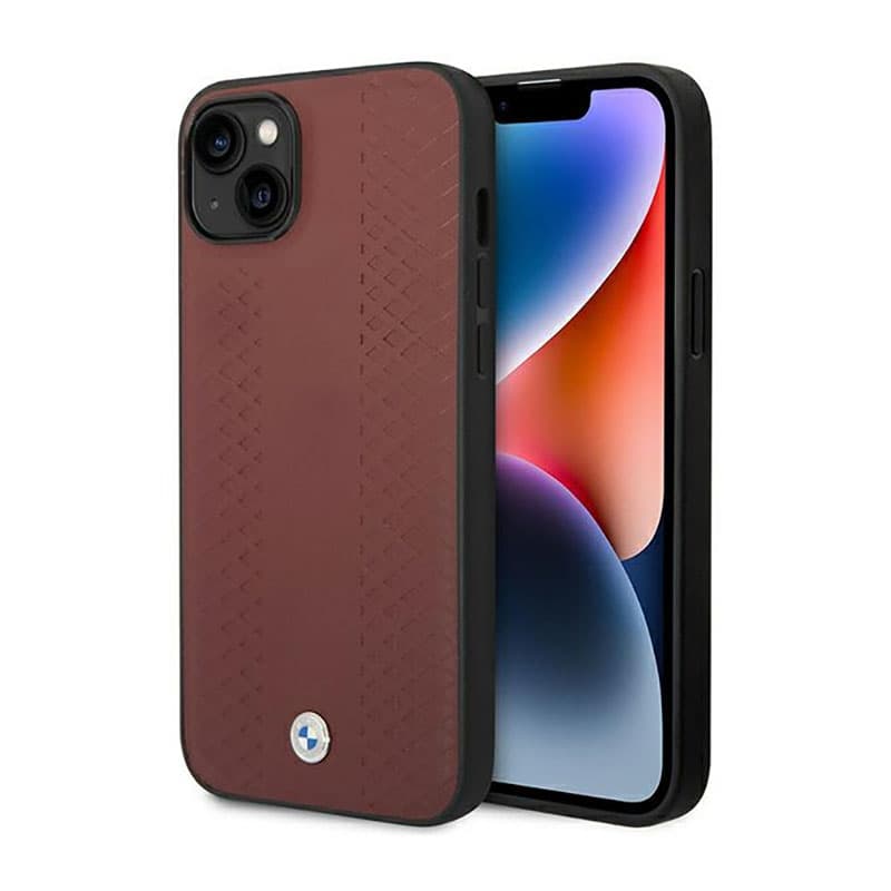 BMW Leather Diamond Pattern - Case for iPhone 14 (Burgundian) 1