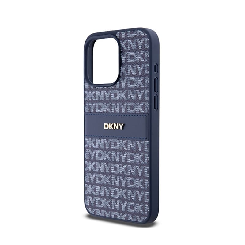 DKNY Leather Mono Stripe & Metal Logo - Case for iPhone 15 Pro Max (blue) 6