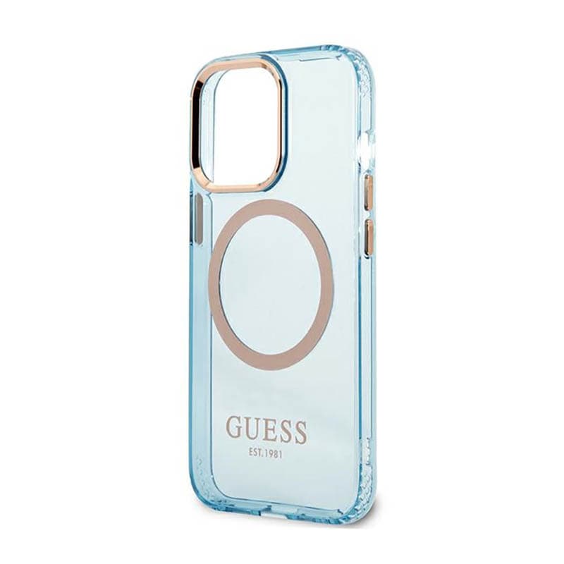 Guess Gold Outline Translucent MagSafe - Case for iPhone 13 Pro (Blue) 6