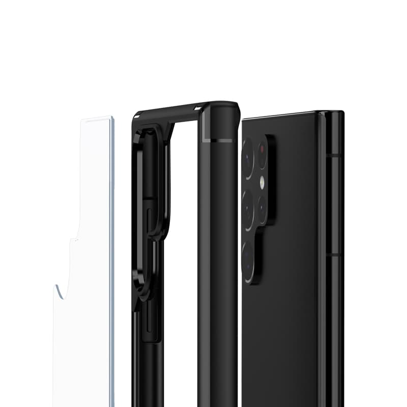 Crong Hybrid Clear Cover - Samsung Galaxy S22 Ultra Case (Black) 3