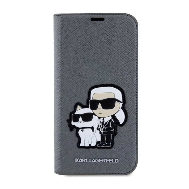 Karl Lagerfeld Booktype NFT Saffiano Karl & Choupette - Case for iPhone 14 (Silver) 3