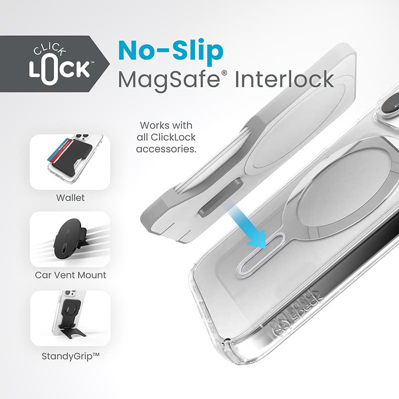 Speck Presidio Perfect-Clear ClickLock & Magsafe - iPhone 15 Pro Case (Clear / Chrome Finish / Serene Silver) 3