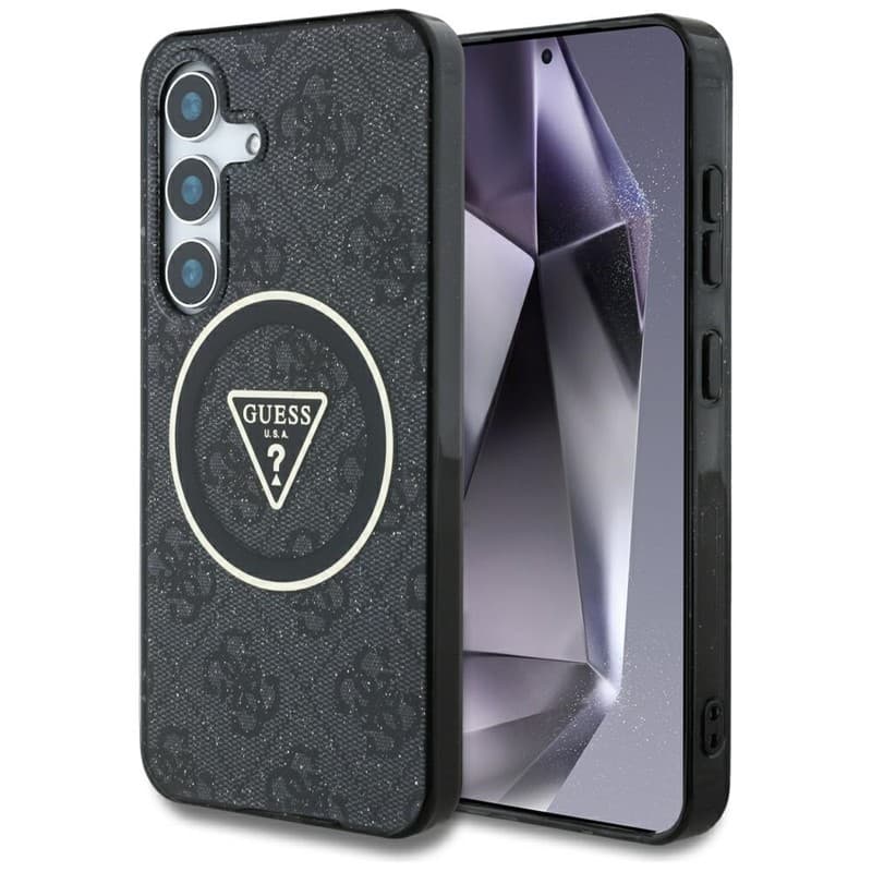 Guess 4G Glitter Triangle Buttons MagSafe - Case for Samsung Galaxy S25 (black) 1