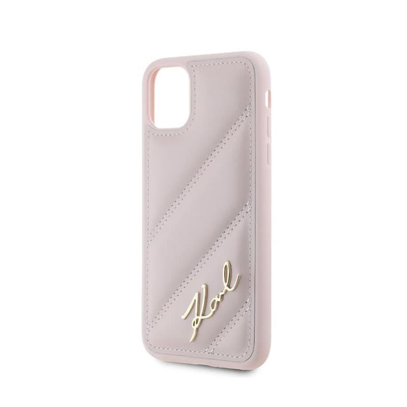 Karl Lagerfeld Diagonal Quilted Script - Case for iPhone 11 (Pink) 6