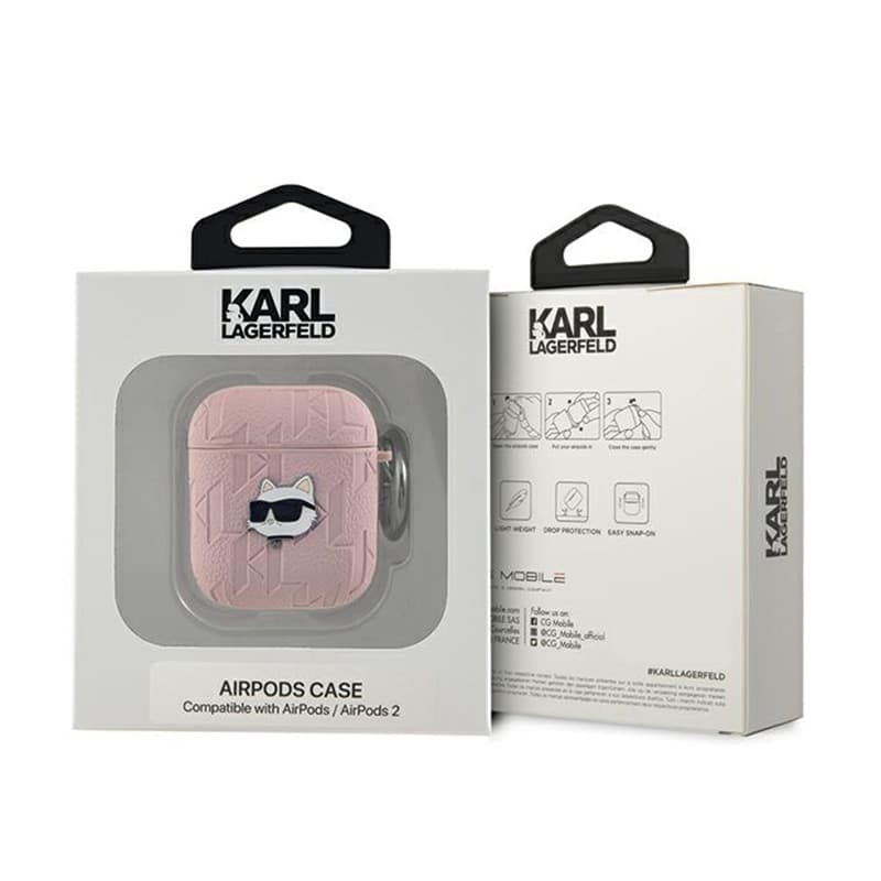 Karl Lagerfeld Monogram Choupette Head - AirPods 1/2 gen Case (pink) 3