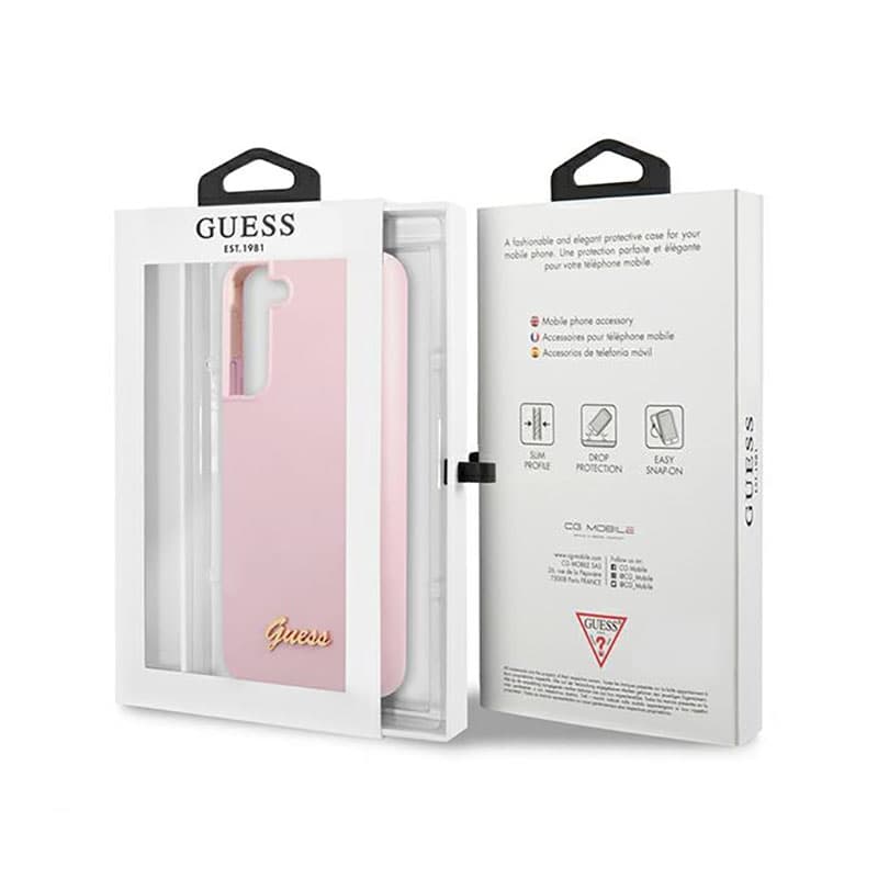 Guess Silicone Script Metal Logo - Cover for Samsung Galaxy S22+ (Pink) 8
