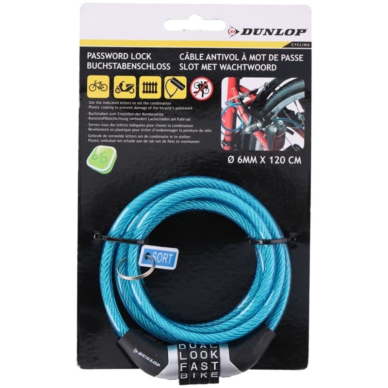 Dunlop - Bicycle Lock with Combination (Blue) 2