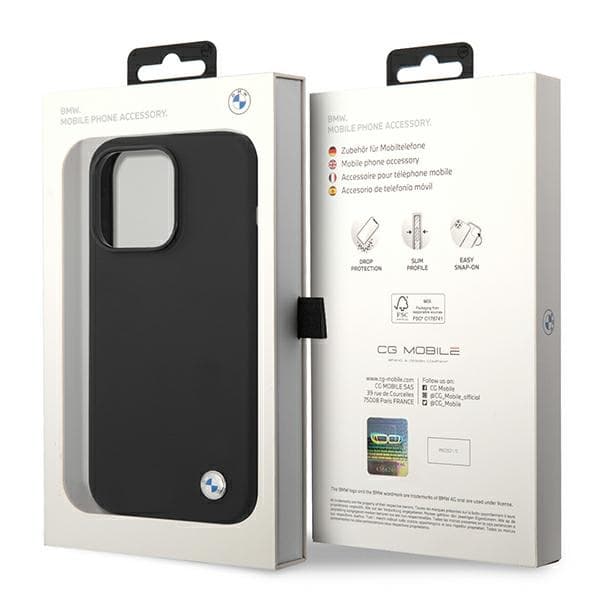 BMW Liquid Silicone Case Metal Logo for iPhone 14 Pro Max (Black) 8