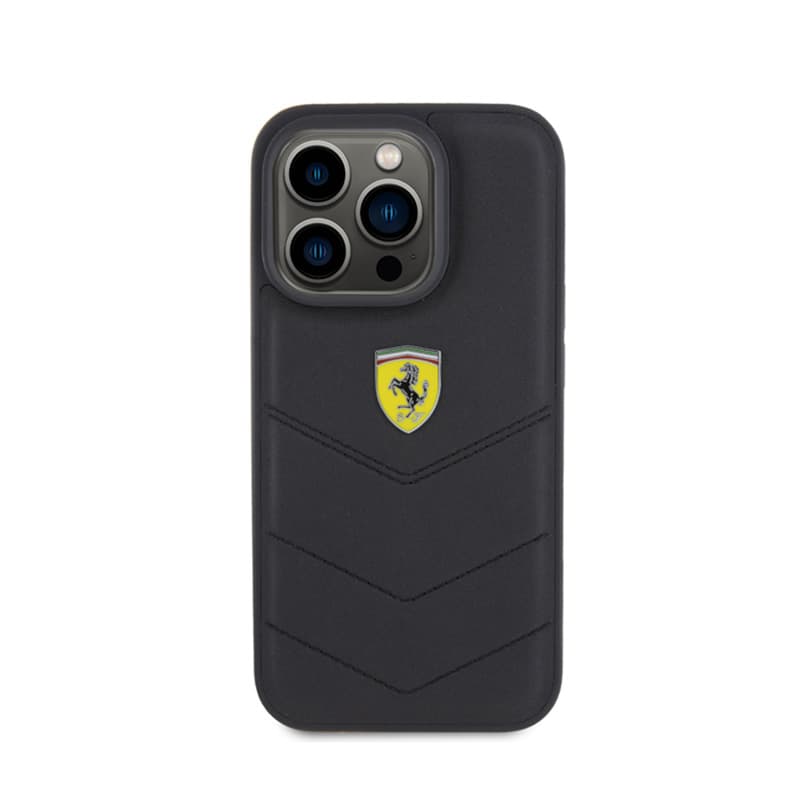 Ferrari Quilted Metal Logo - Case for iPhone 15 Pro  (Black) 3