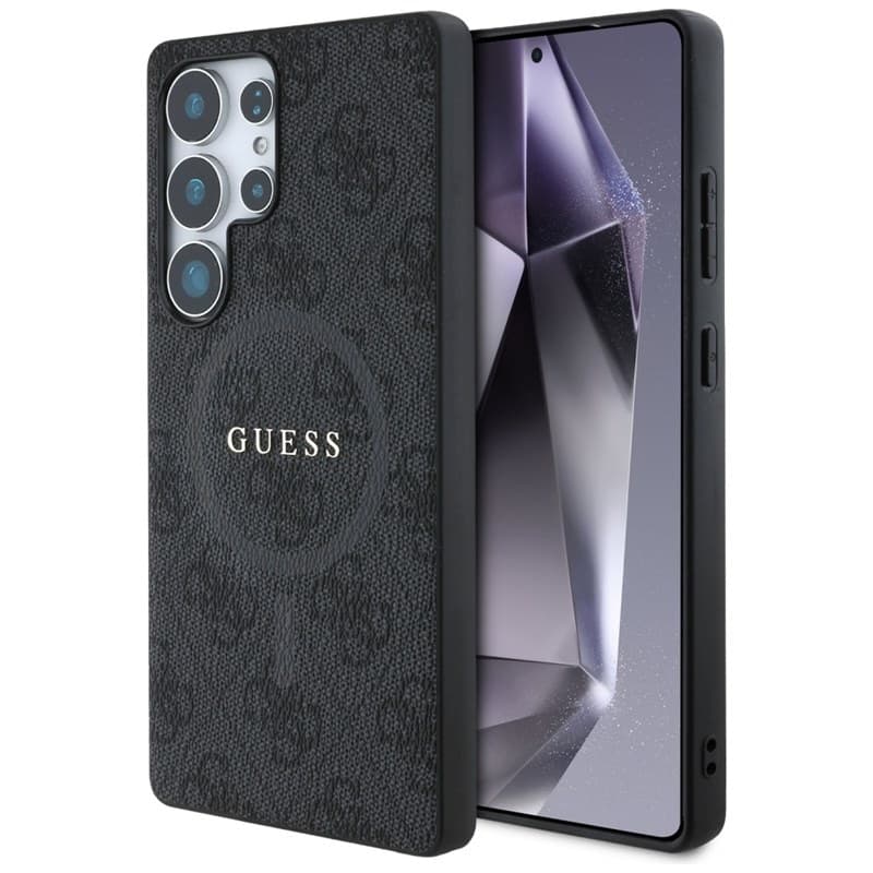 Guess Leather 4G Colored Ring Classic Logo MagSafe - Case for Samsung Galaxy S25 Ultra (black) 1