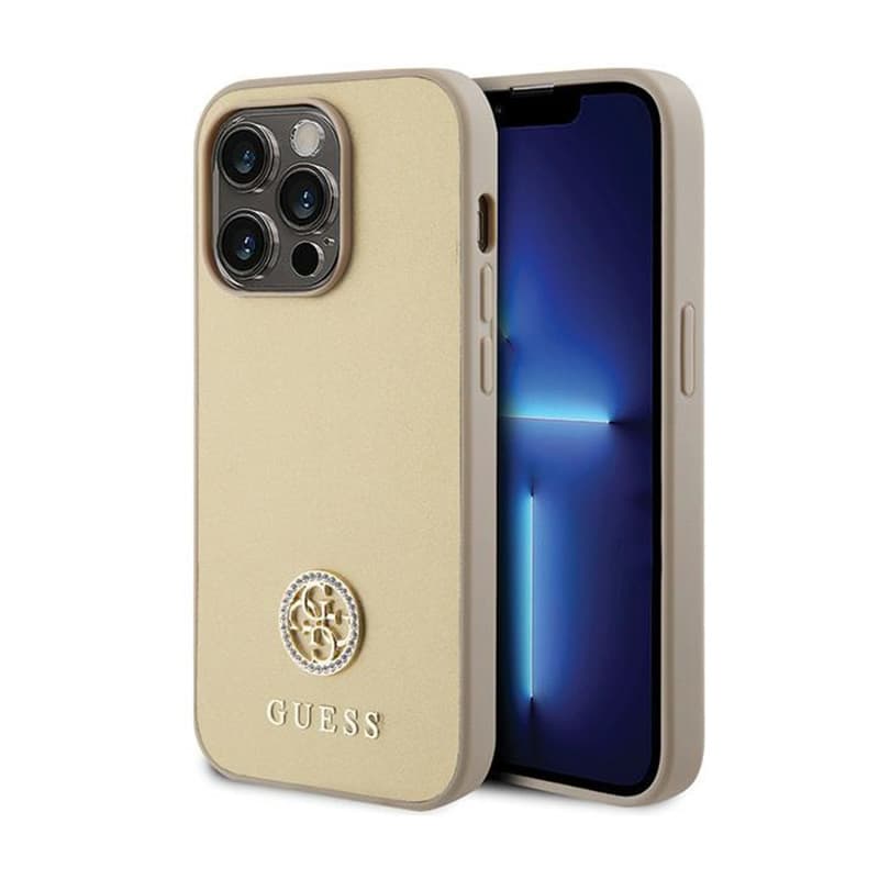 Guess 4G Strass Metal Logo - Case for iPhone 15 Pro (Gold) 1