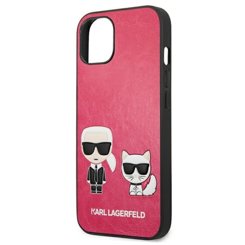 Karl Lagerfeld PU Leather Karl & Choupette Embossed - Case for iPhone 13 Mini (Fuchsia) 6