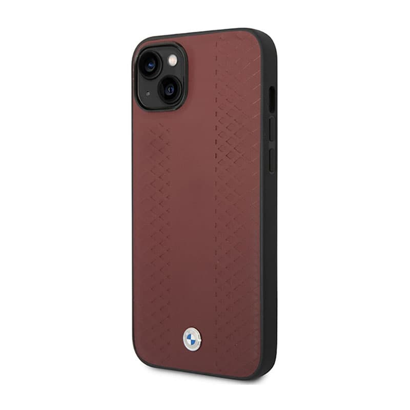 BMW Leather Diamond Pattern - Case for iPhone 14 (Burgundian) 2