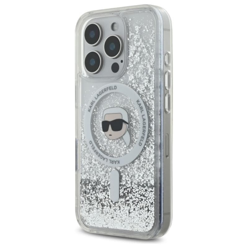 Karl Lagerfeld Liquid Glitter Karl Head MagSafe - Case for iPhone 16 Pro (transparent) 2