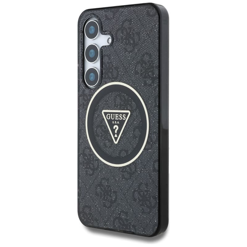 Guess 4G Glitter Triangle Buttons MagSafe - Case for Samsung Galaxy S25 (black) 2