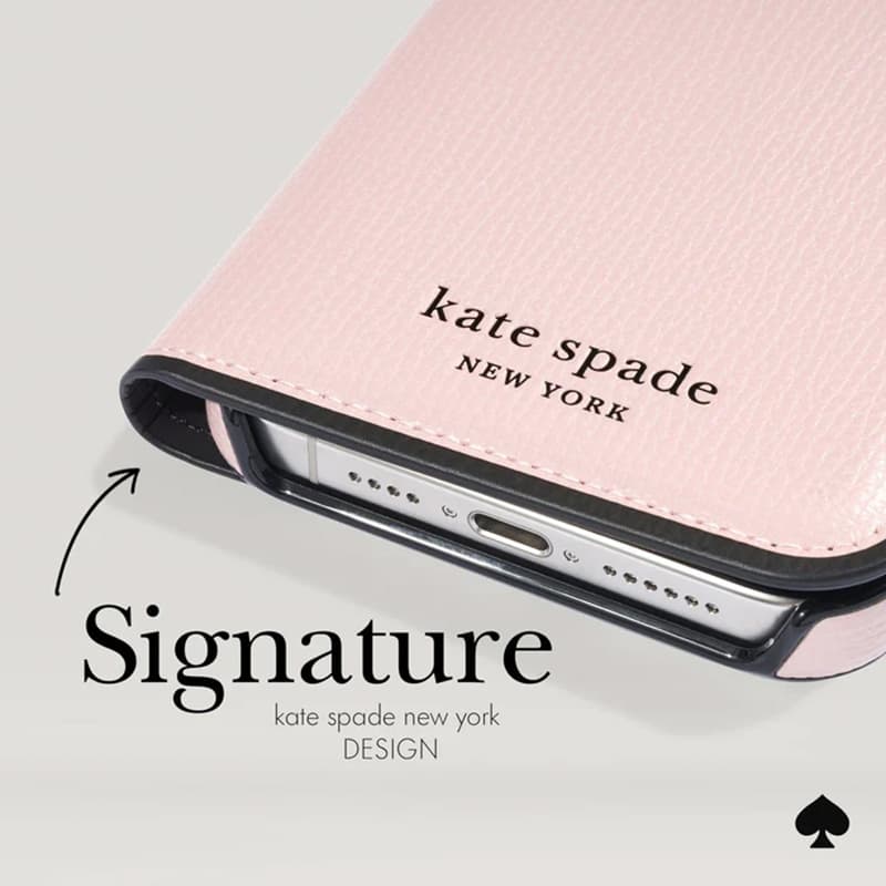 Kate Spade New York Wrap Folio Case - Leather flip case for iPhone 15 (Pale Vellum) 4