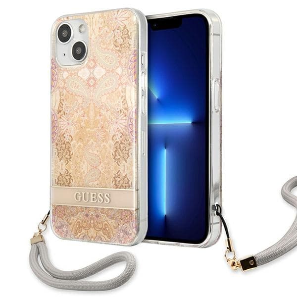 Guess Flower Cord - Cover for iPhone 13 mini (Gold) 1