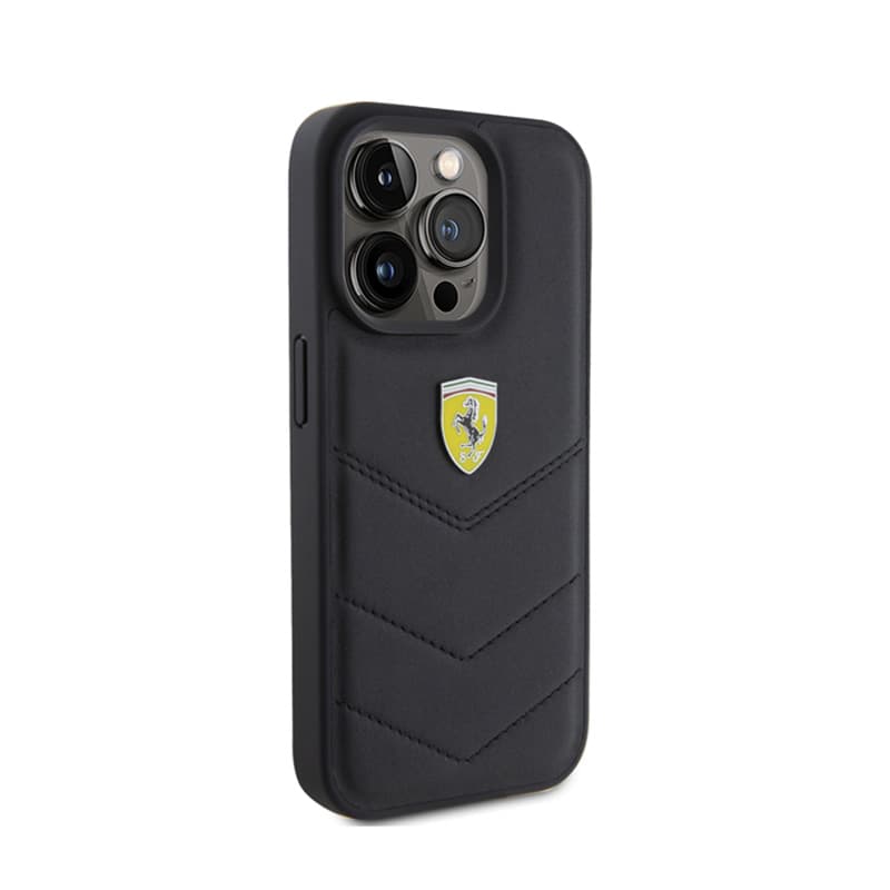 Ferrari Quilted Metal Logo - Case for iPhone 15 Pro  (Black) 4