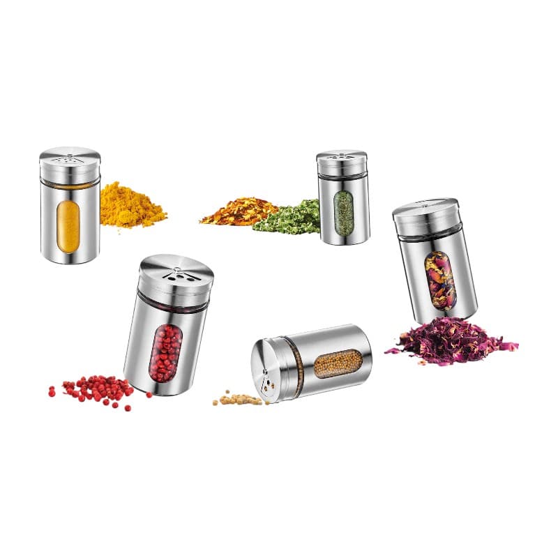 Küchenprofi - Stainless Steel Spice Container with Window and 3 Dispensing Sieves 8x5 cm 6