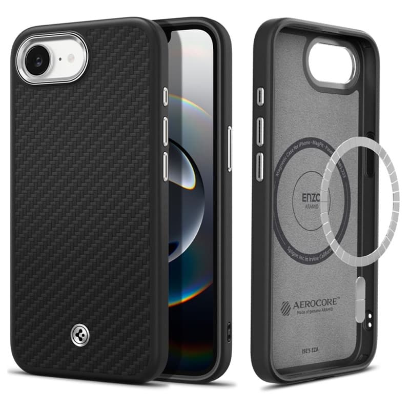 Spigen Enzo Aramid Mag MagSafe - Case for iPhone 17e / 16e (Black) 1