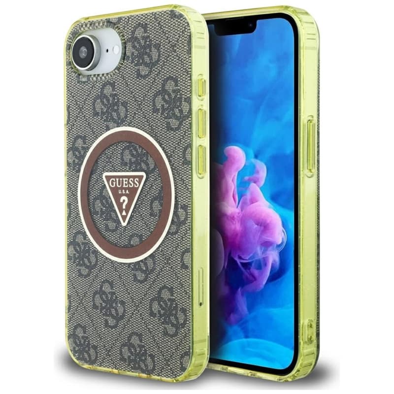 Guess IML Metal Glitter 4G Circle Triangle MagSafe - Case for iPhone 16e (brown) 1