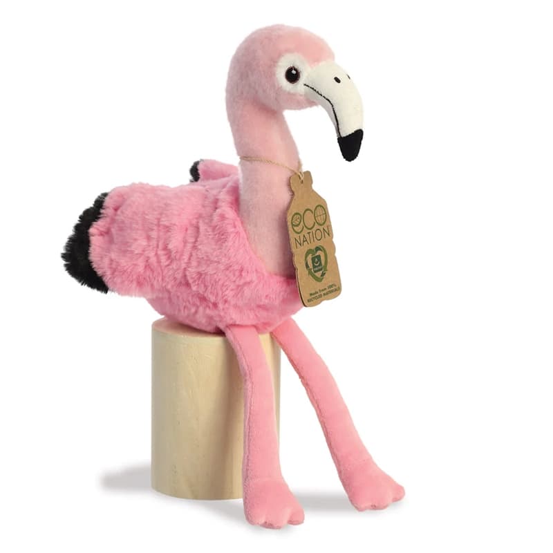 Eco Nation – Plush Toy / Cuddly Sitting Flamingo 27 cm Eco-Friendly 4